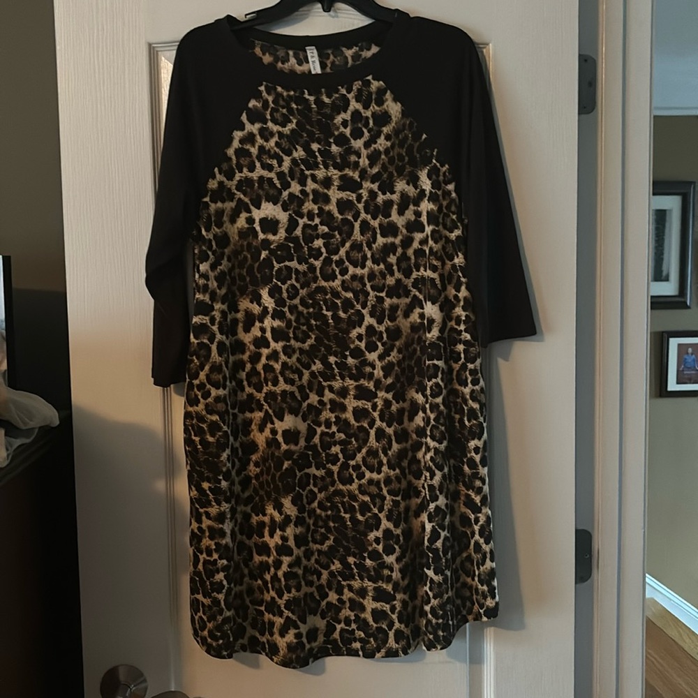P & Rose dress. Animal print with black 3/4 sleeves